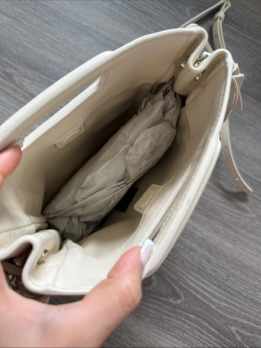 Maje Cream Croc-Embossed Fringe Crossbody Bag